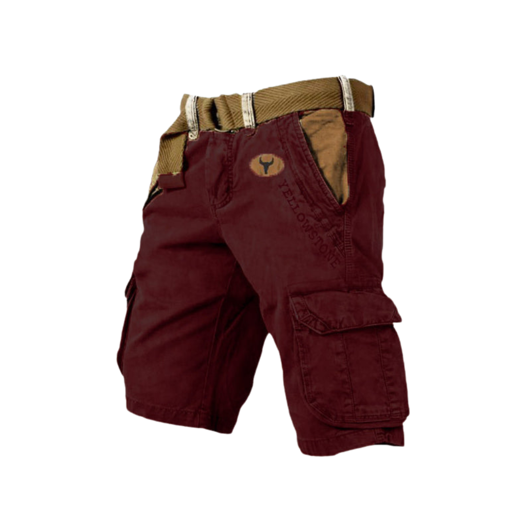 "Short homme décontracté avec poches spacieuses, matériau léger et respirant, couleur neutre pour style estival."