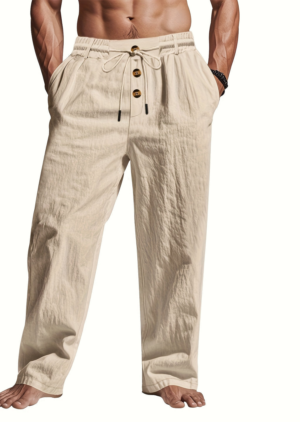 Short homme léger et respirant, taille élastique, coupe décontractée, coloris neutre, idéal pour l'été.