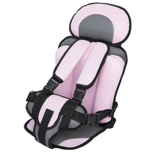"Siège auto enfant avec harnais 5 points, coussins en coton, tissu aéré, couleurs variées, pour sécurité et confort."