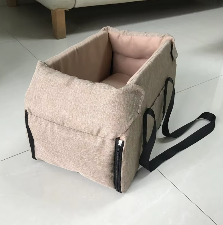 "Siège de voyage pour chien gris, rembourré, avec ceinture de sécurité, portable et lavable, pour trajets confortables et sûr