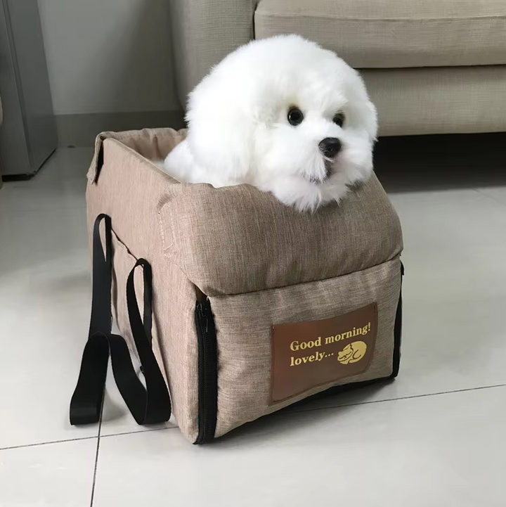 "Siège de voyage pour chien gris, rembourré, avec ceinture de sécurité, portable et lavable, pour trajets confortables et sûr