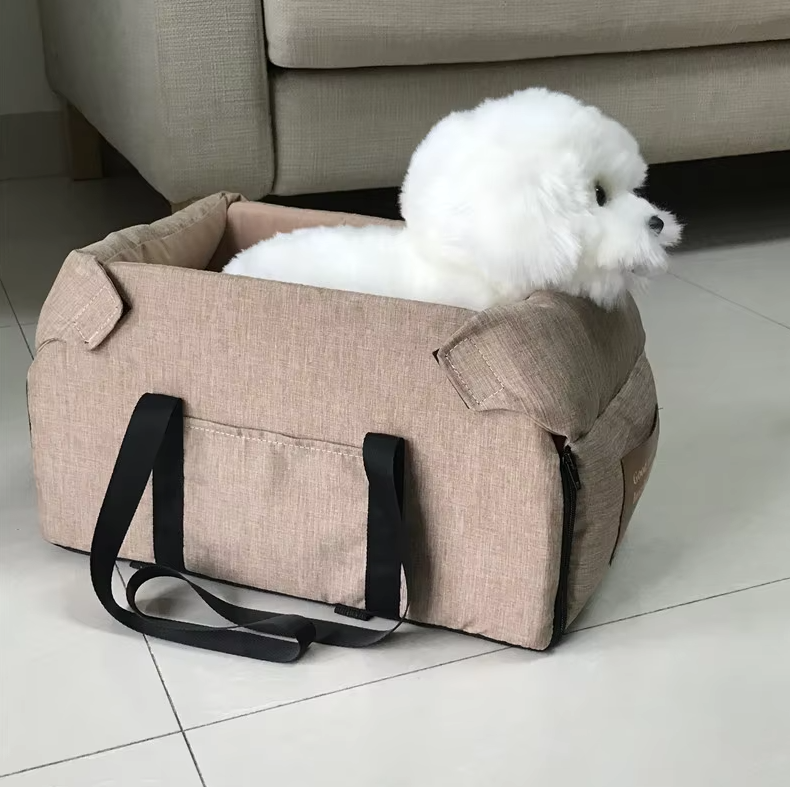 "Siège de voyage pour chien gris, rembourré, avec ceinture de sécurité, portable et lavable, pour trajets confortables et sûr