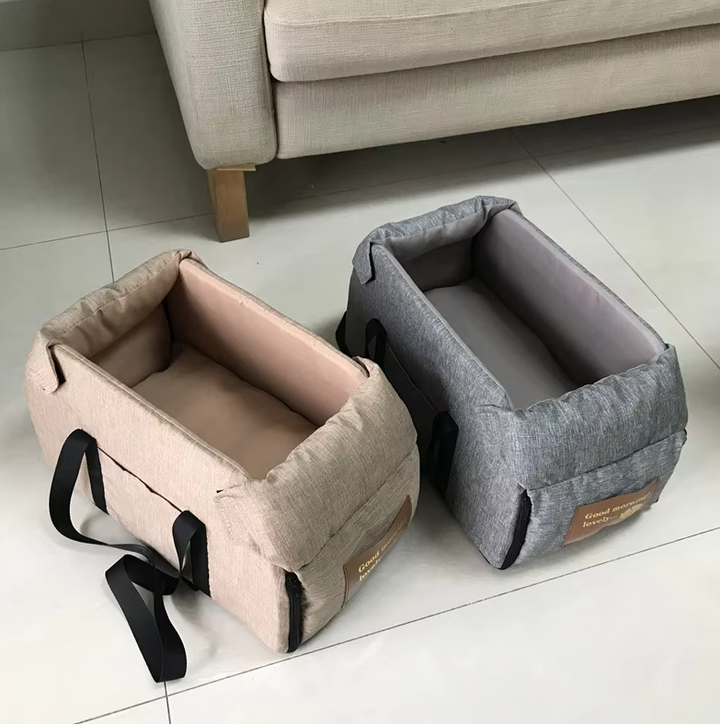 "Siège de voyage pour chien gris, rembourré, avec ceinture de sécurité, portable et lavable, pour trajets confortables et sûr