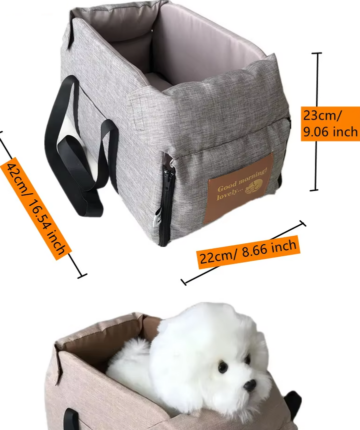 "Siège de voyage pour chien gris, rembourré, avec ceinture de sécurité, portable et lavable, pour trajets confortables et sûr
