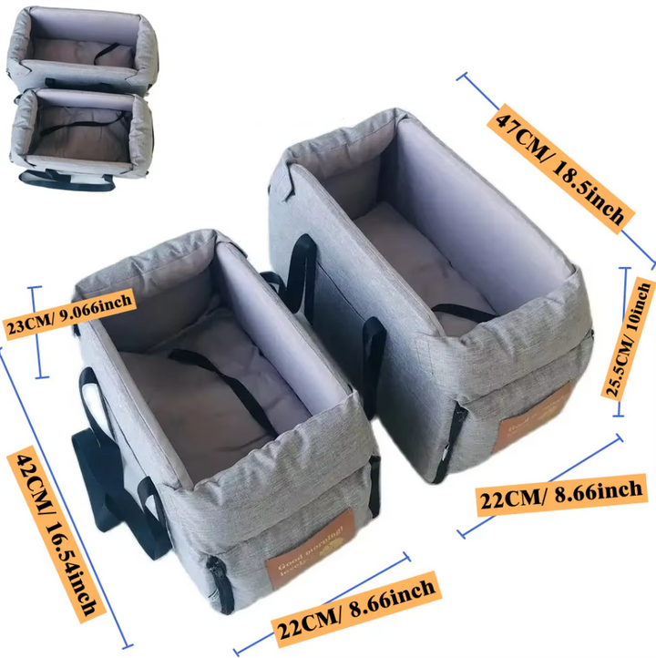 "Siège de voyage pour chien gris, rembourré, avec ceinture de sécurité, portable et lavable, pour trajets confortables et sûr