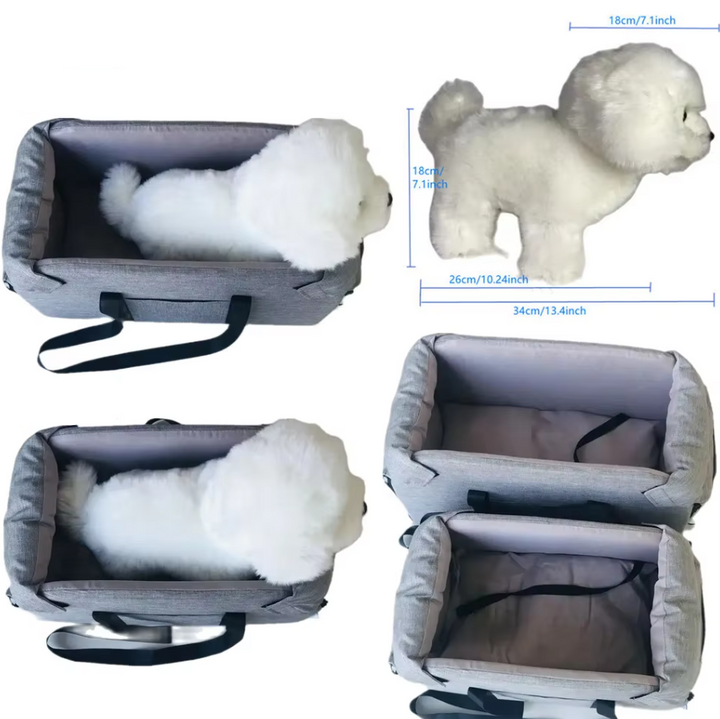 "Siège de voyage pour chien gris, rembourré, avec ceinture de sécurité, portable et lavable, pour trajets confortables et sûr