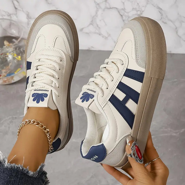 "Sneakers femme élégantes bleu marron, confortables, édition Light, semelles amortissantes, design polyvalent"