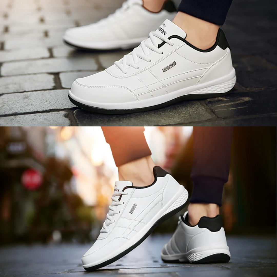 "Sneakers homme modernes bleu marine avec semelle antidérapante, offrant confort ergonomique et matériaux respirants."
