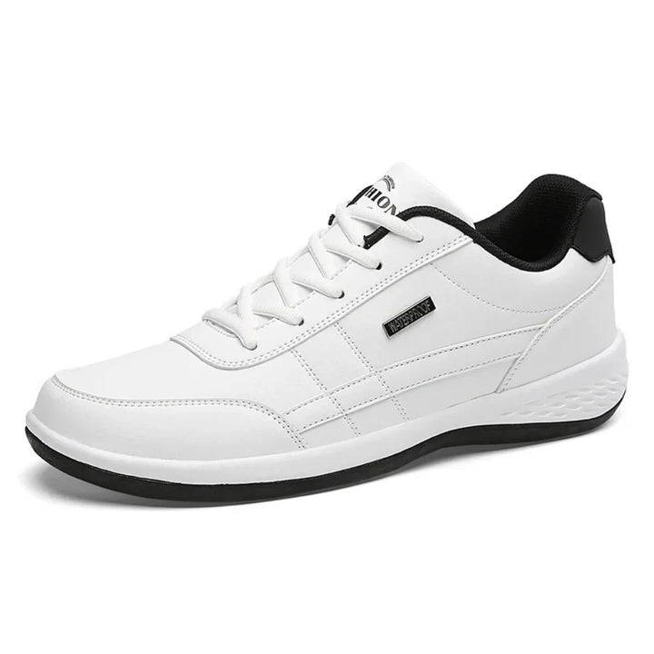 Sneakers orthopédiques en cuir bleu pour hommes, style moderne, confort et soutien, semelle antidérapante.