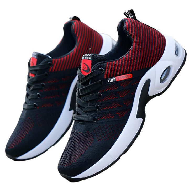 Sneakers orthopédiques homme, élégantes, en cuir rouge, bleu ou noir, semelle antidérapante, confort moderne et style.