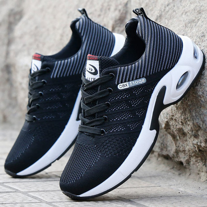 Sneakers orthopédiques homme, élégantes, en cuir rouge, bleu ou noir, semelle antidérapante, confort moderne et style.