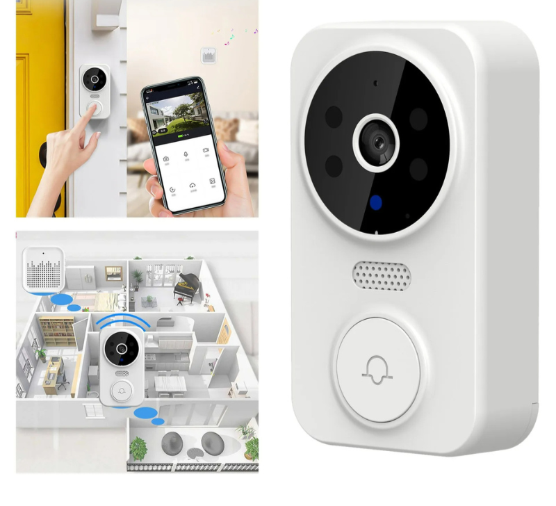 "Sonnette intelligente WiFi avec caméra HD intégrée, design moderne, sécurité renforcée, audio bidirectionnel et détection mo