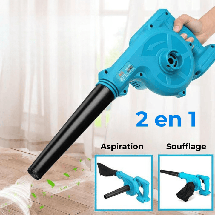 "Souffleur-aspirateur sans fil 2-en-1, léger et puissant, idéal pour le nettoyage jardin, design ergonomique, batterie inclus