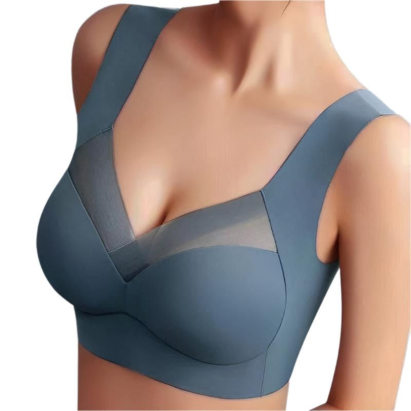 Soutien-gorge sans couture, beige, confortable, épousant la silhouette, idéal sous vêtements moulants, matière douce.