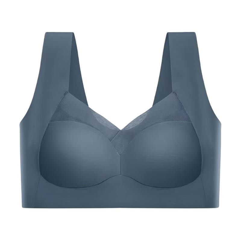 Soutien-gorge sans couture, beige, confortable, épousant la silhouette, idéal sous vêtements moulants, matière douce.