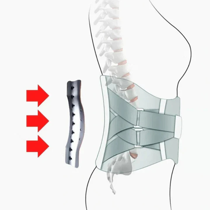 "Soutien lombaire ajustable respirant avec sangles, soulagement douleur dorsale, design moderne ergonomique pour confort opti