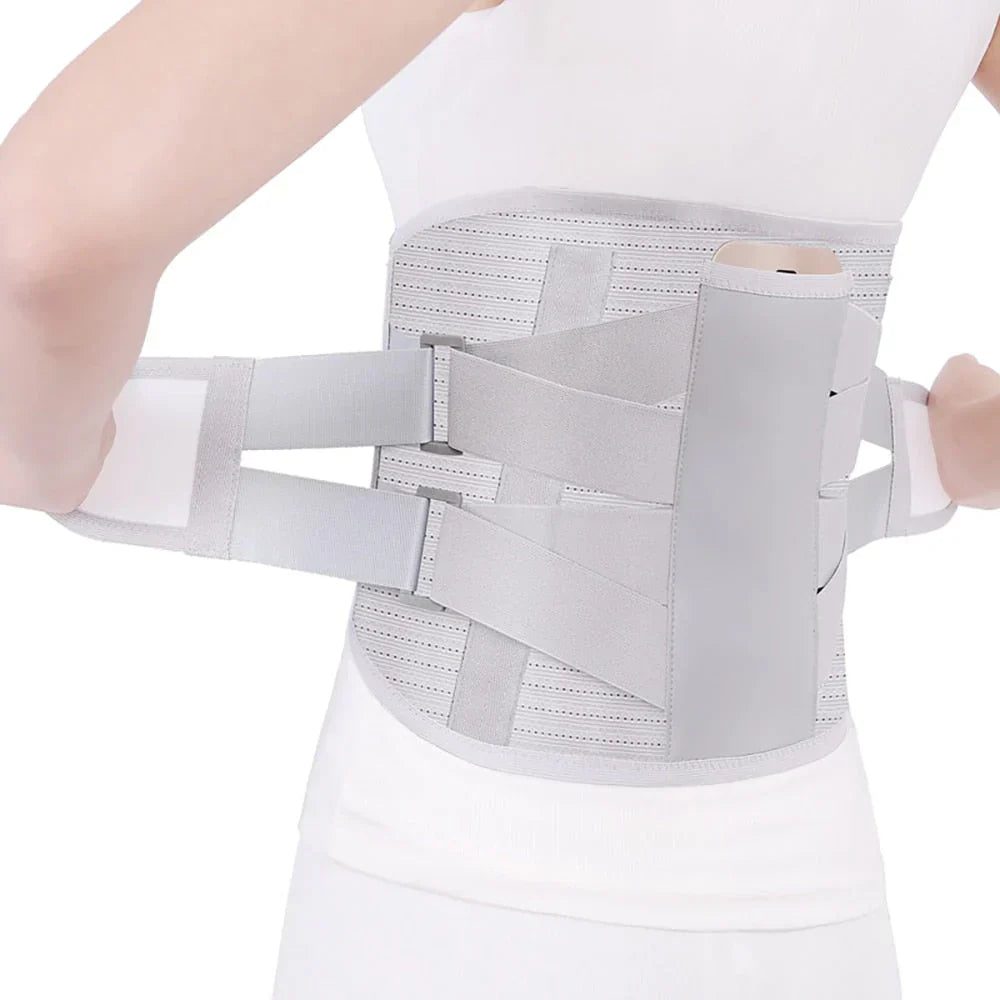 "Soutien lombaire ajustable respirant avec sangles, soulagement douleur dorsale, design moderne ergonomique pour confort opti
