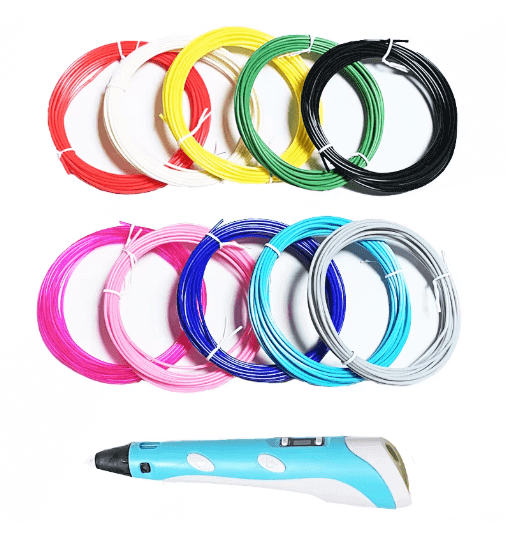 Stylo 3D multicolore vibrant, 10 couleurs, contrôle de température pour créations artistiques précises et éducatives.