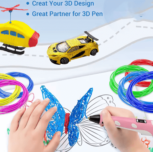 Stylo 3D multicolore vibrant, 10 couleurs, contrôle de température pour créations artistiques précises et éducatives.