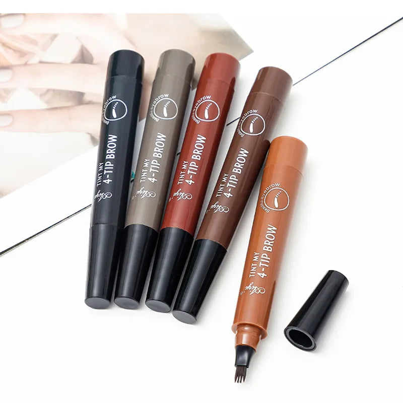 "Stylo à sourcils précision, applicateur 4 pointes, effet poils fins, look naturel, accessoires maquillage femme, longue tenu