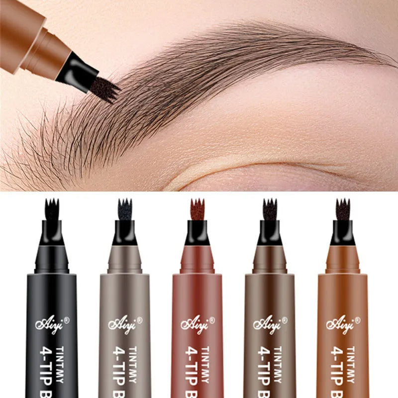 "Stylo à sourcils précision, applicateur 4 pointes, effet poils fins, look naturel, accessoires maquillage femme, longue tenu