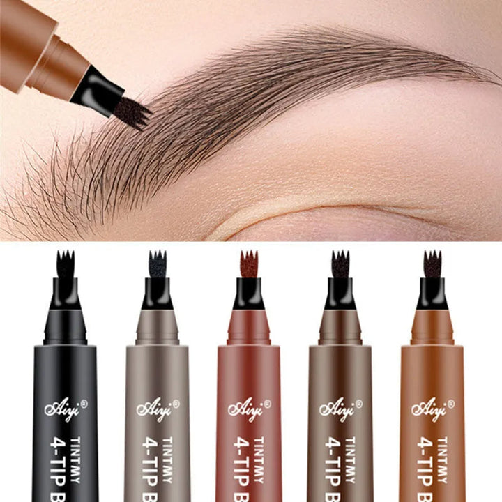 "Stylo à sourcils précision, applicateur 4 pointes, effet poils fins, look naturel, accessoires maquillage femme, longue tenu