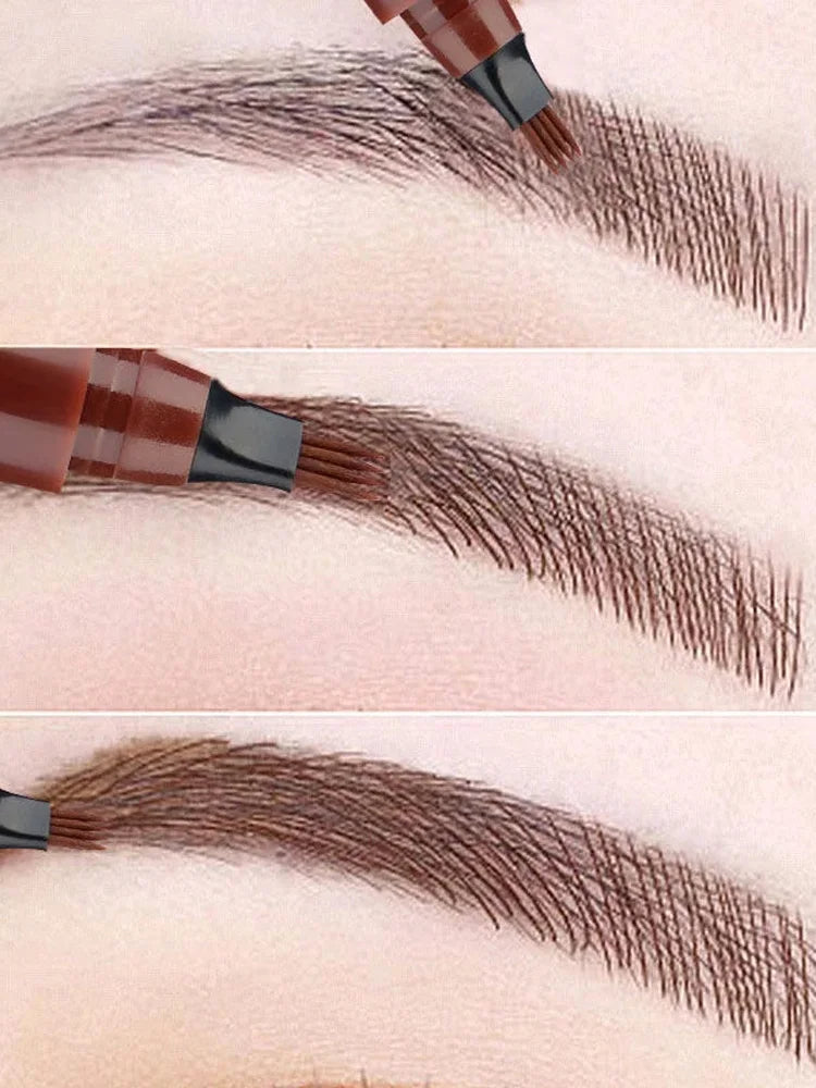 "Stylo à sourcils précision, applicateur 4 pointes, effet poils fins, look naturel, accessoires maquillage femme, longue tenu