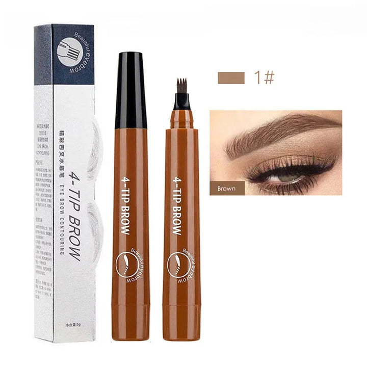"Stylo à sourcils précision, applicateur 4 pointes, effet poils fins, look naturel, accessoires maquillage femme, longue tenu