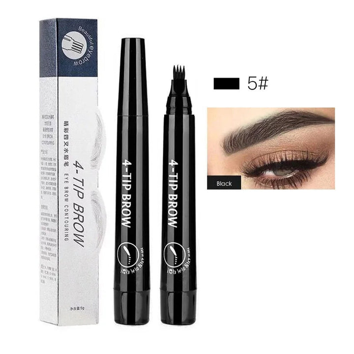 "Stylo à sourcils précision, applicateur 4 pointes, effet poils fins, look naturel, accessoires maquillage femme, longue tenu