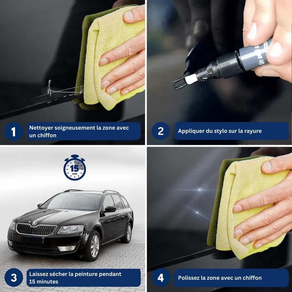 "Stylo de réparation anti-rayures recyclable, compact, facile pour surfaces variées, préserve vos objets comme neufs."