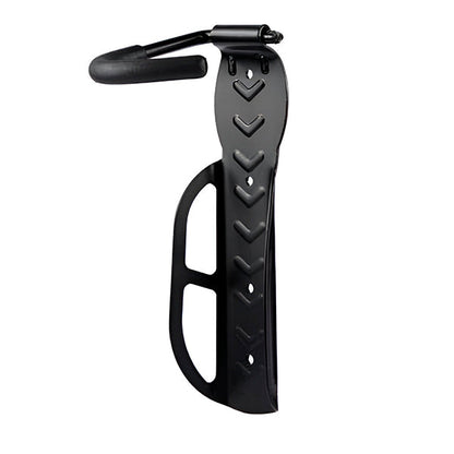 "Support vélo mural noir, design moderne, accroché au mur pour optimiser l'espace et sécuriser le vélo."