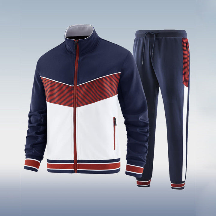 Survêtement homme moderne Gabriel, tissu souple gris, poches pratiques, coupe ajustée idéale pour sport et détente.