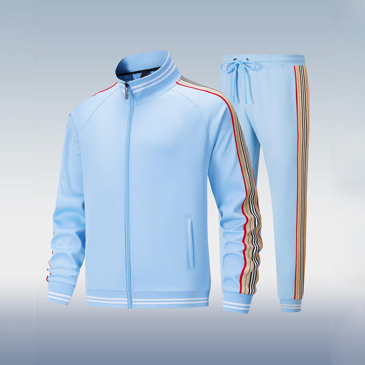Survêtement homme moderne Gabriel, tissu souple gris, poches pratiques, coupe ajustée idéale pour sport et détente.