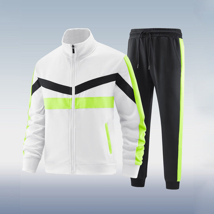 Survêtement homme moderne Gabriel, tissu souple gris, poches pratiques, coupe ajustée idéale pour sport et détente.