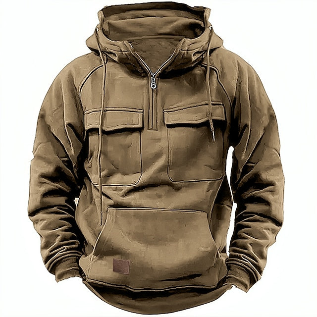 "Sweat à capuche brun chaud en coton, design moderne et polyvalent, idéal pour l'hiver, douceur et confort assurés."