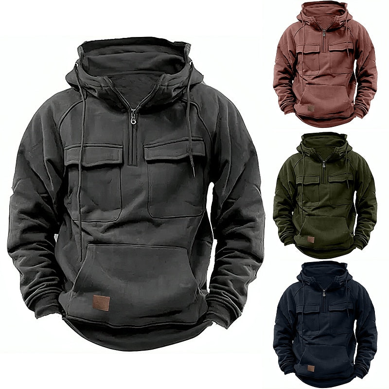 "Sweat à capuche brun chaud en coton, design moderne et polyvalent, idéal pour l'hiver, douceur et confort assurés."