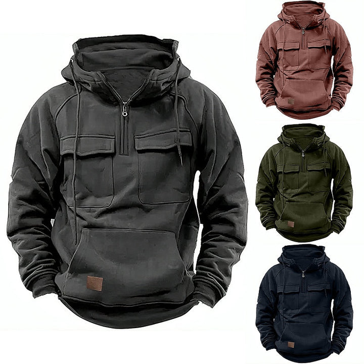 "Sweat à capuche brun chaud en coton, design moderne et polyvalent, idéal pour l'hiver, douceur et confort assurés."