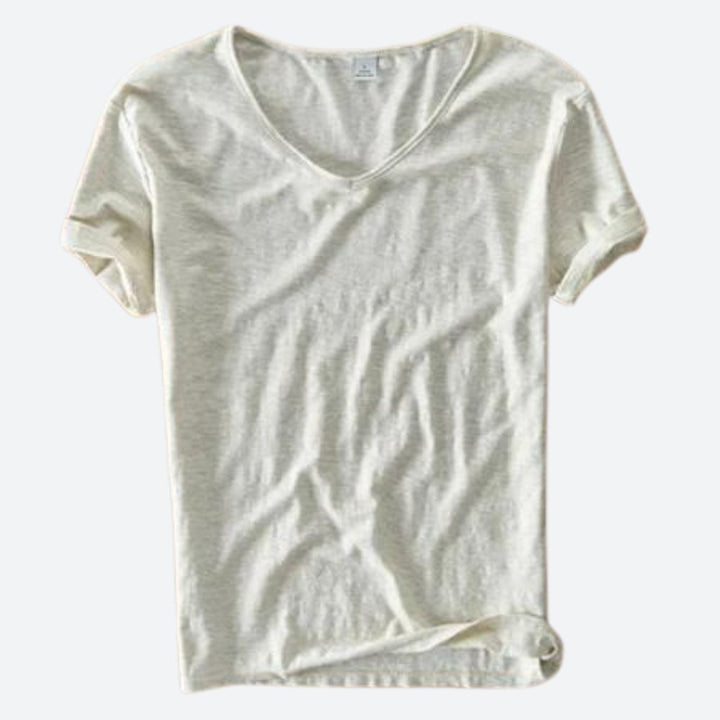 "T-shirt homme été coton lin, respirabilité, style décontracté, couleurs variées, idéal journées chaudes et plein air."