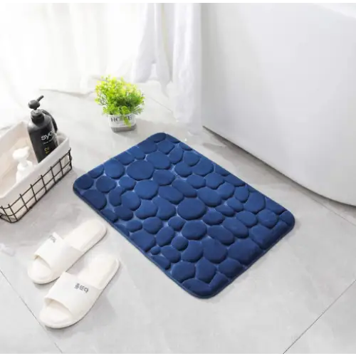 "Tapis de bain anti-dérapant GaletConfort, design galets, blanc, confort moelleux et ultra-absorbant, 40x60 cm."
