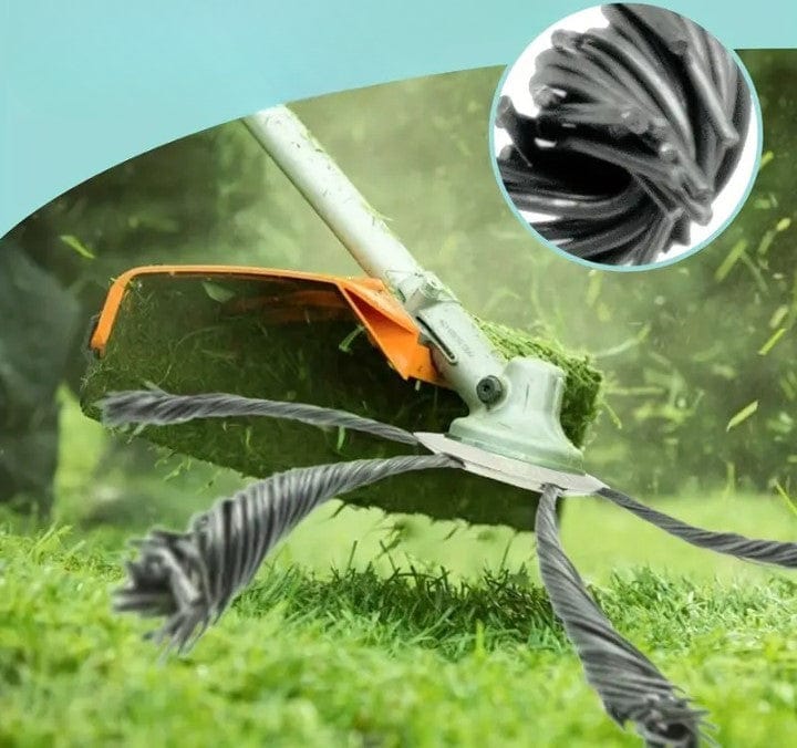 Tête débroussailleuse ergonomique, lames robustes, coupe précise; outil jardinage, légère, désherbage efficace.