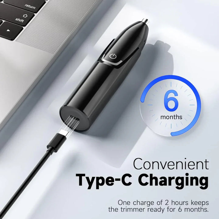 "Tondeuse nez et oreilles rechargeable, design moderne, ergonomique, silencieuse, pour précision et confort toilettage."
