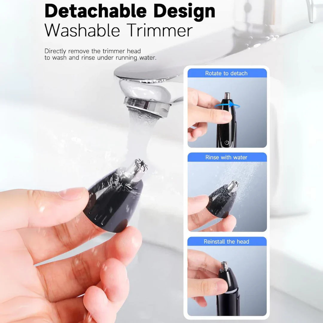 "Tondeuse nez et oreilles rechargeable, design moderne, ergonomique, silencieuse, pour précision et confort toilettage."