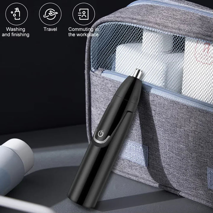 "Tondeuse nez et oreilles rechargeable, design moderne, ergonomique, silencieuse, pour précision et confort toilettage."