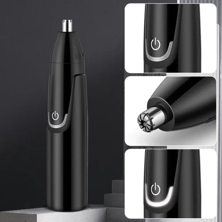 "Tondeuse nez et oreilles rechargeable, design moderne, ergonomique, silencieuse, pour précision et confort toilettage."