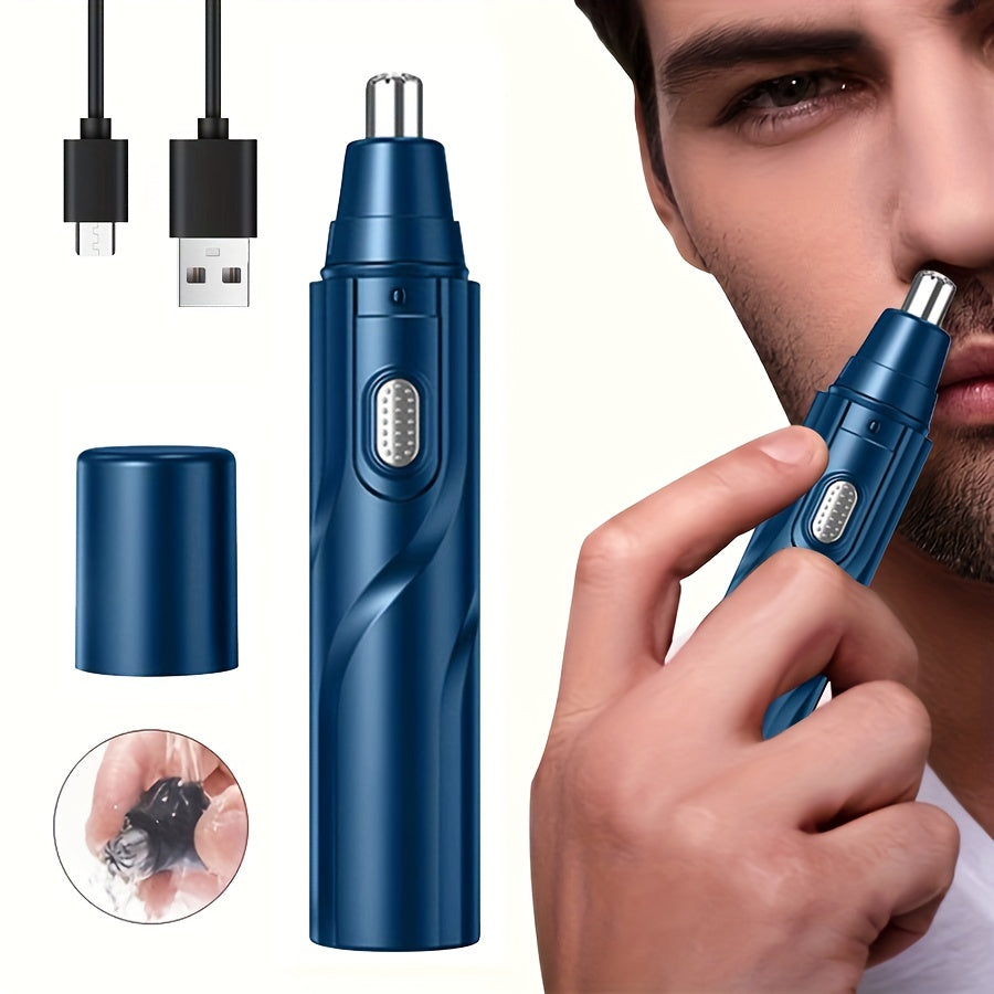 "Tondeuse nez et oreilles rechargeable élégante avec lames acier inoxydable, design ergonomique, usage polyvalent."