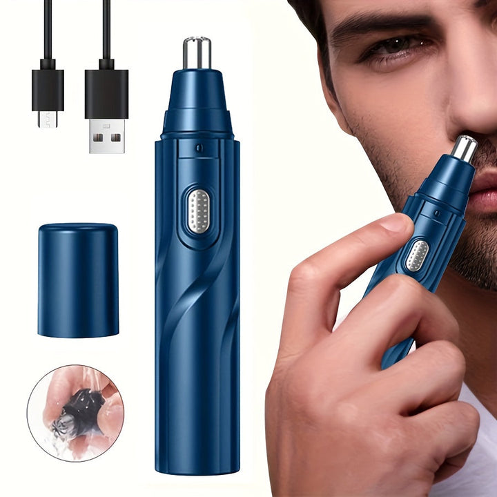 "Tondeuse nez et oreilles rechargeable élégante avec lames acier inoxydable, design ergonomique, usage polyvalent."
