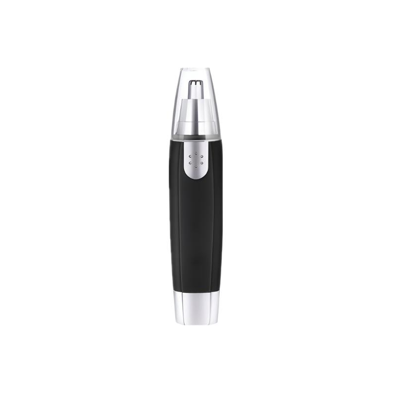 Tondeuse nez/oreilles élégante, design fonctionnel gris, idéale précision et confort, portable et facile à nettoyer.