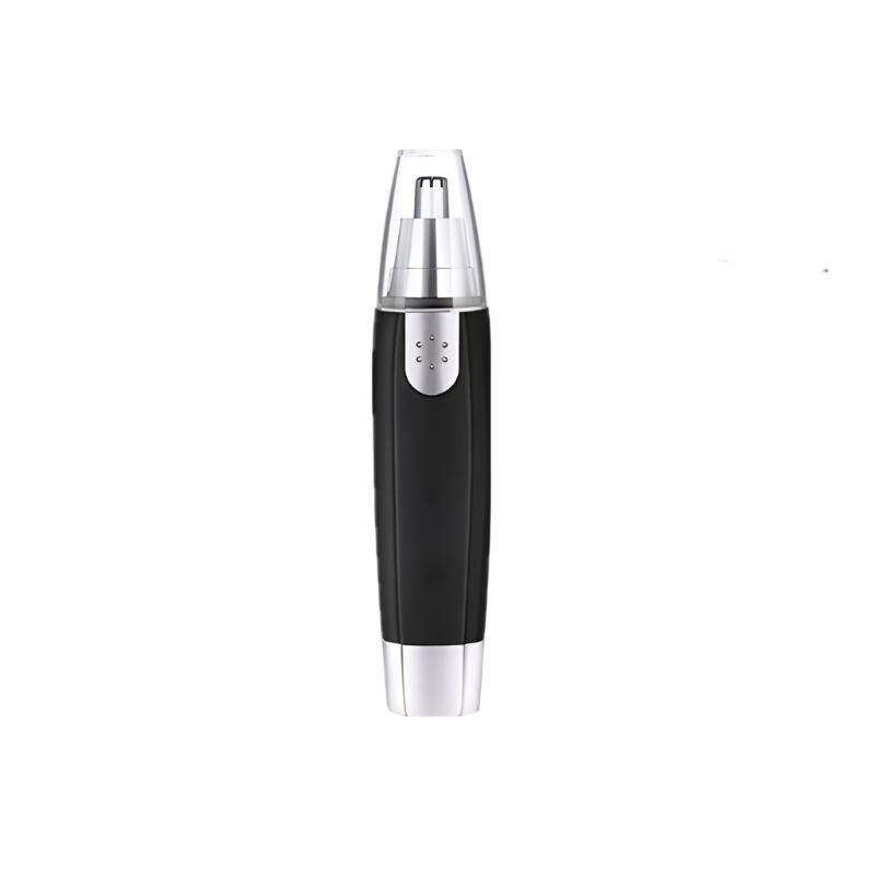 Tondeuse nez/oreilles élégante, design fonctionnel gris, idéale précision et confort, portable et facile à nettoyer.