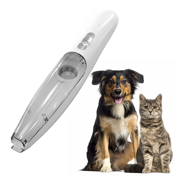Tondeuse silencieuse pour animaux, design élégant, vide intégré, coupe nette, réduit le stress et nettoie sans effort.