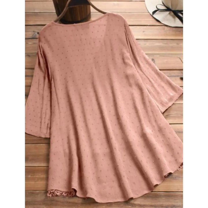 "Top en dentelle pour femme avec col en V, dentelle fine, élégant, disponible en plusieurs couleurs, chic et féminin."